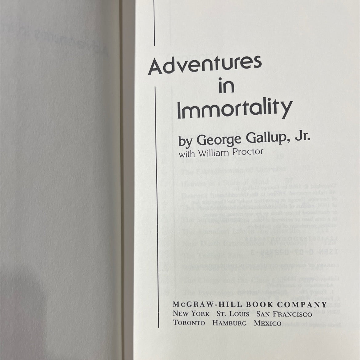 adventures in immortality book, by george gallup, jr. with william proctor, 1982 Hardcover image 2