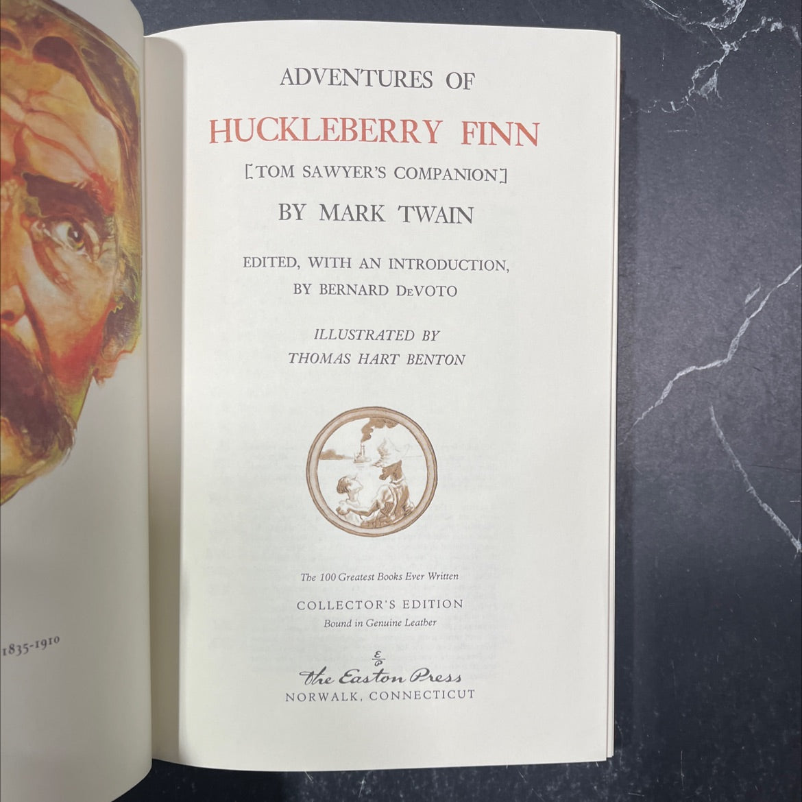 adventures of huckleberry finn [tom sawyer's companion] book, by mark twain, 1970 Leather image 2