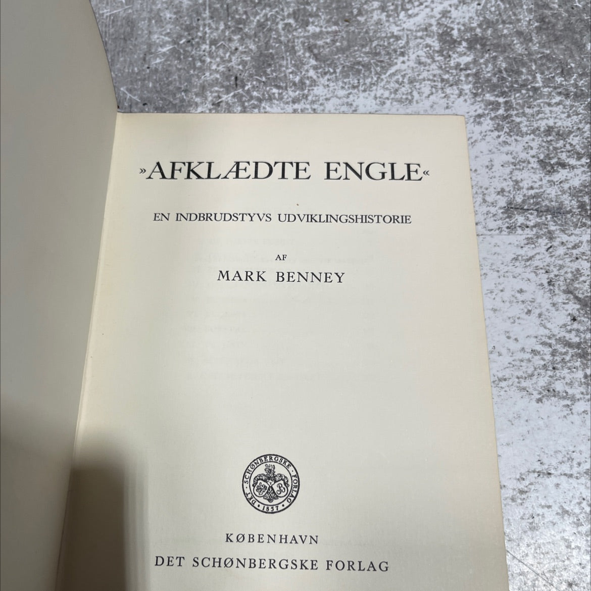 afklædte engle book, by mark benney schone, 1937 Leather image 2