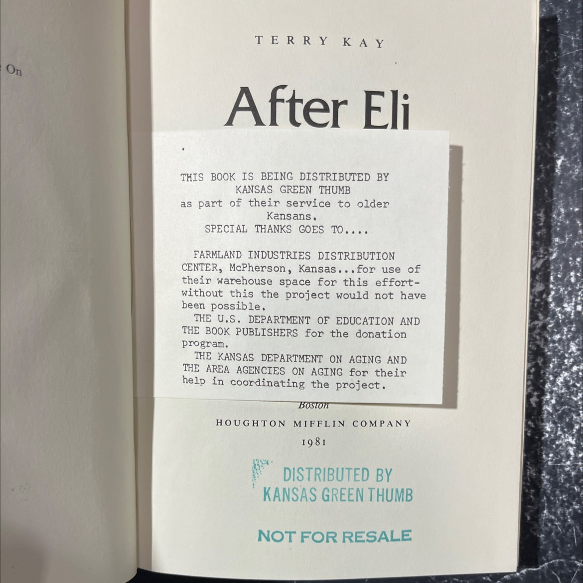 after eli book, by terry kay, 1981 Hardcover image 2