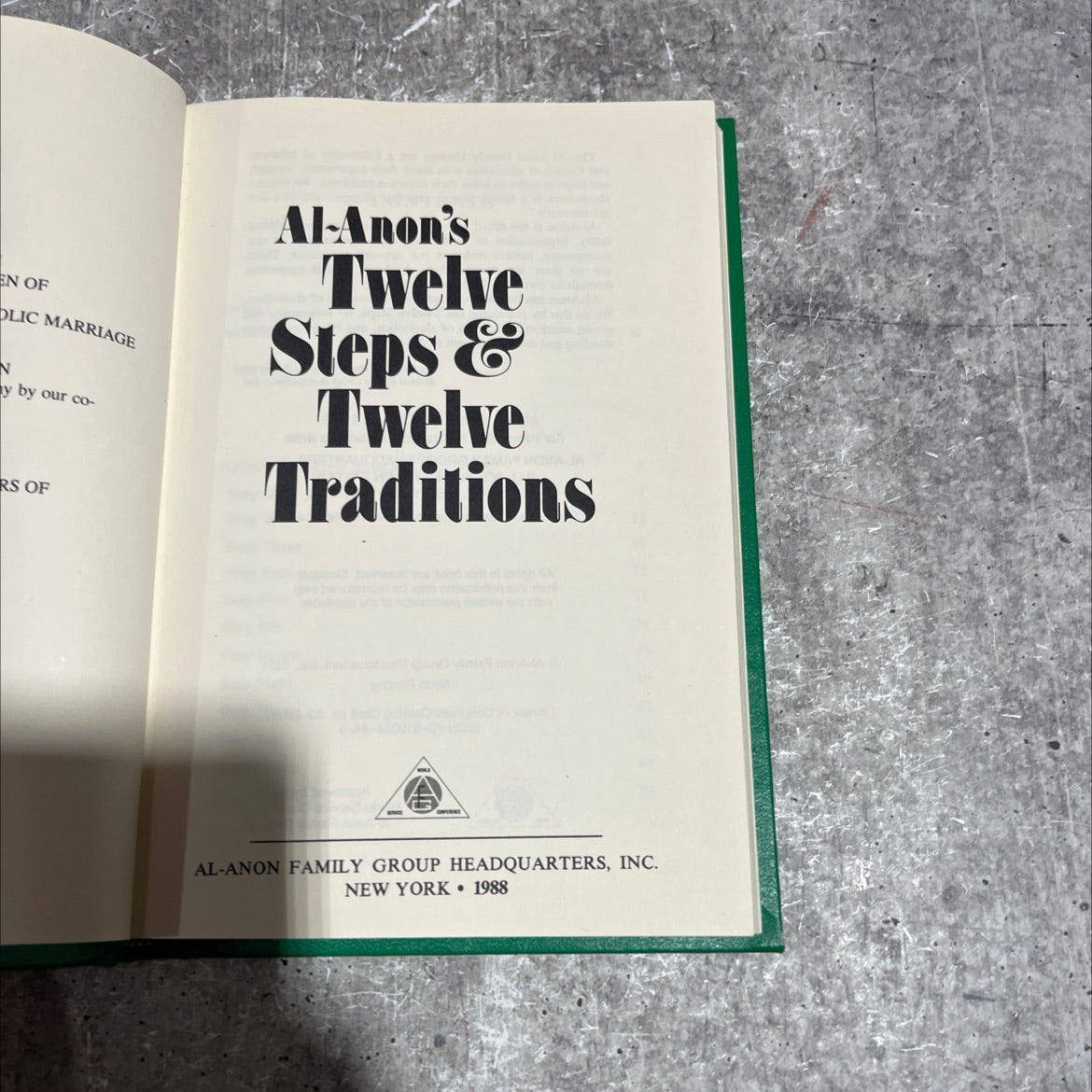 al-anon's twelve steps & twelve traditions book, by al-anon family group headquarters, inc., 1988 Hardcover image 2