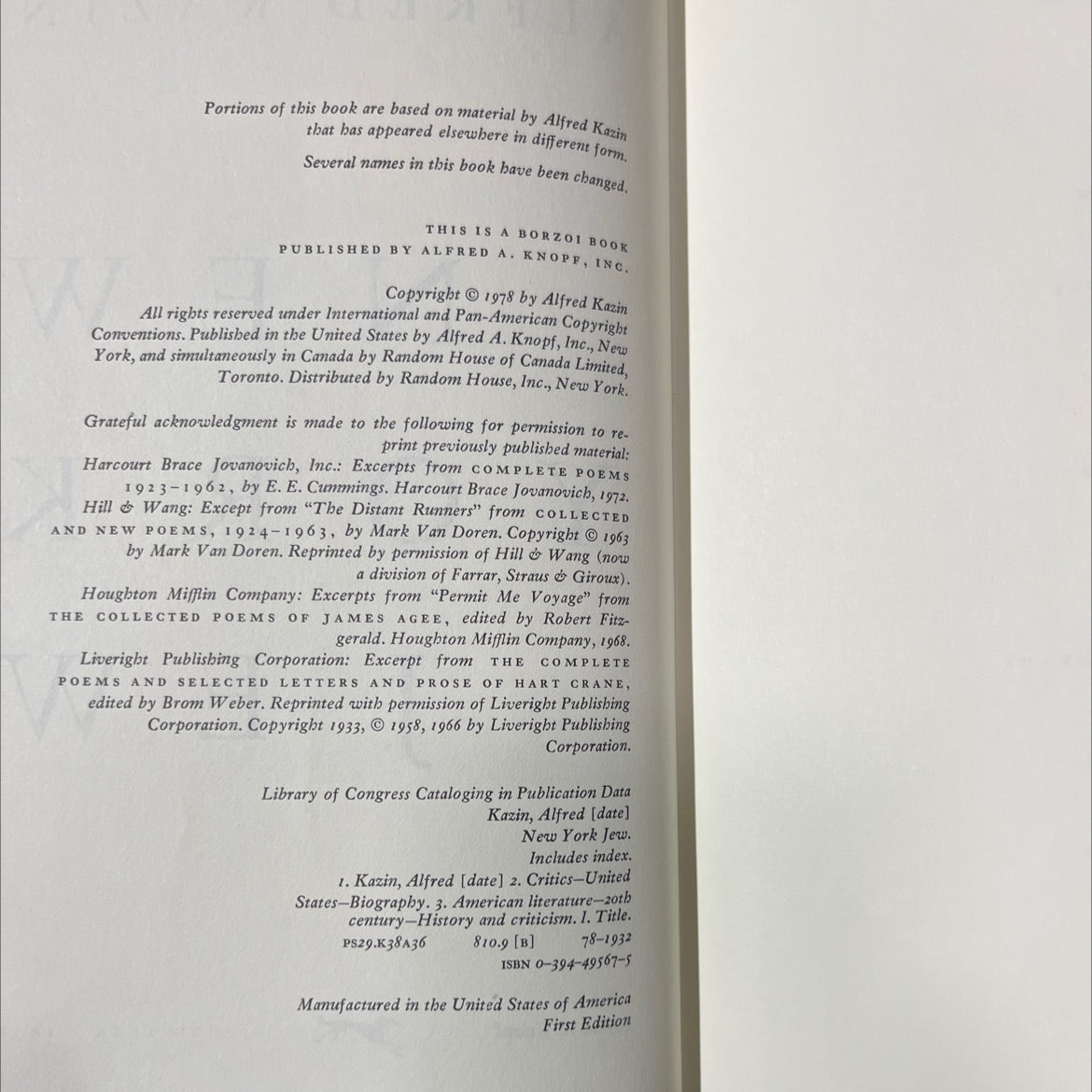 alfred kazin new york jew book, by Alfred Kazin, 1978 Hardcover image 3