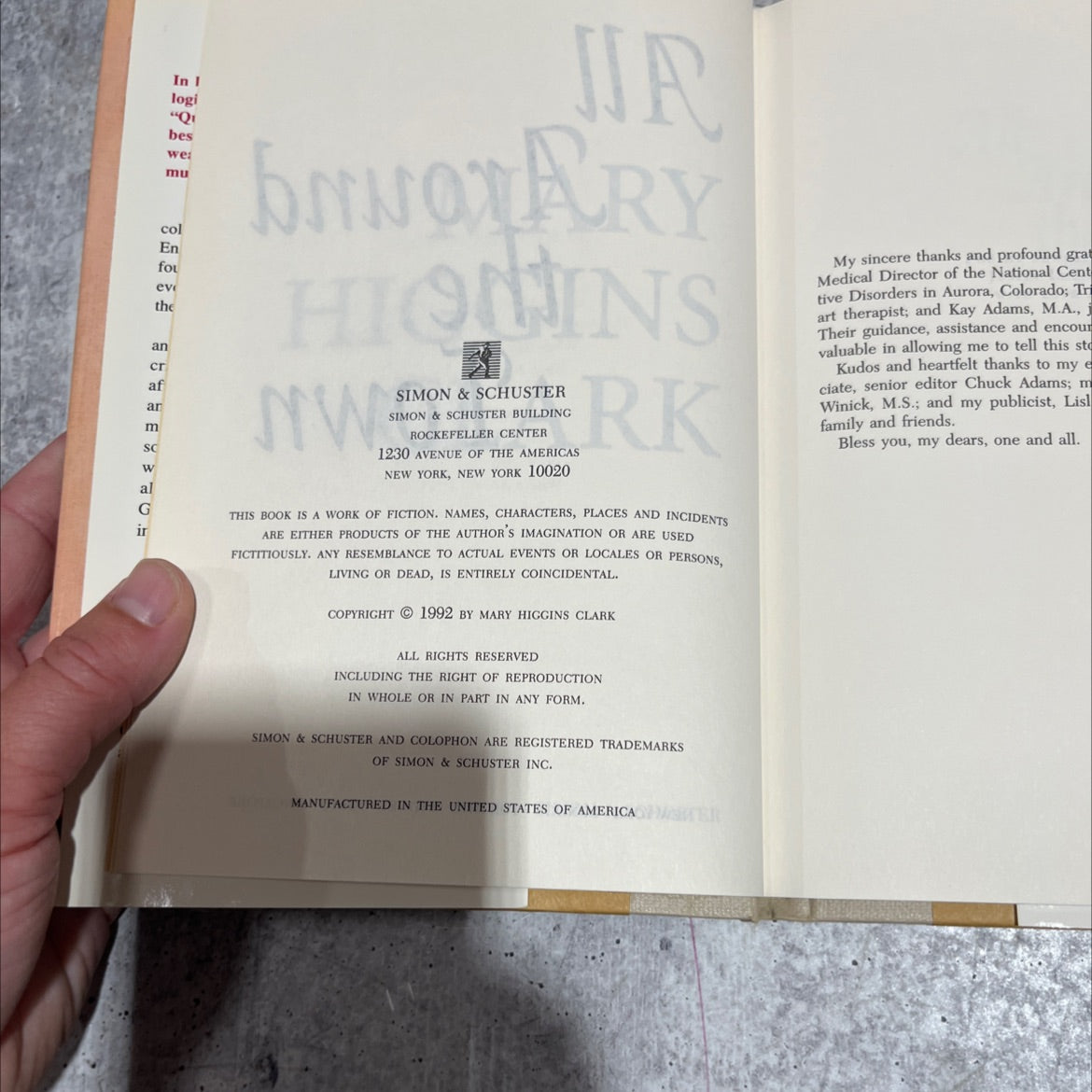 all around the world book, by mary higgins clark, 1992 Hardcover image 3