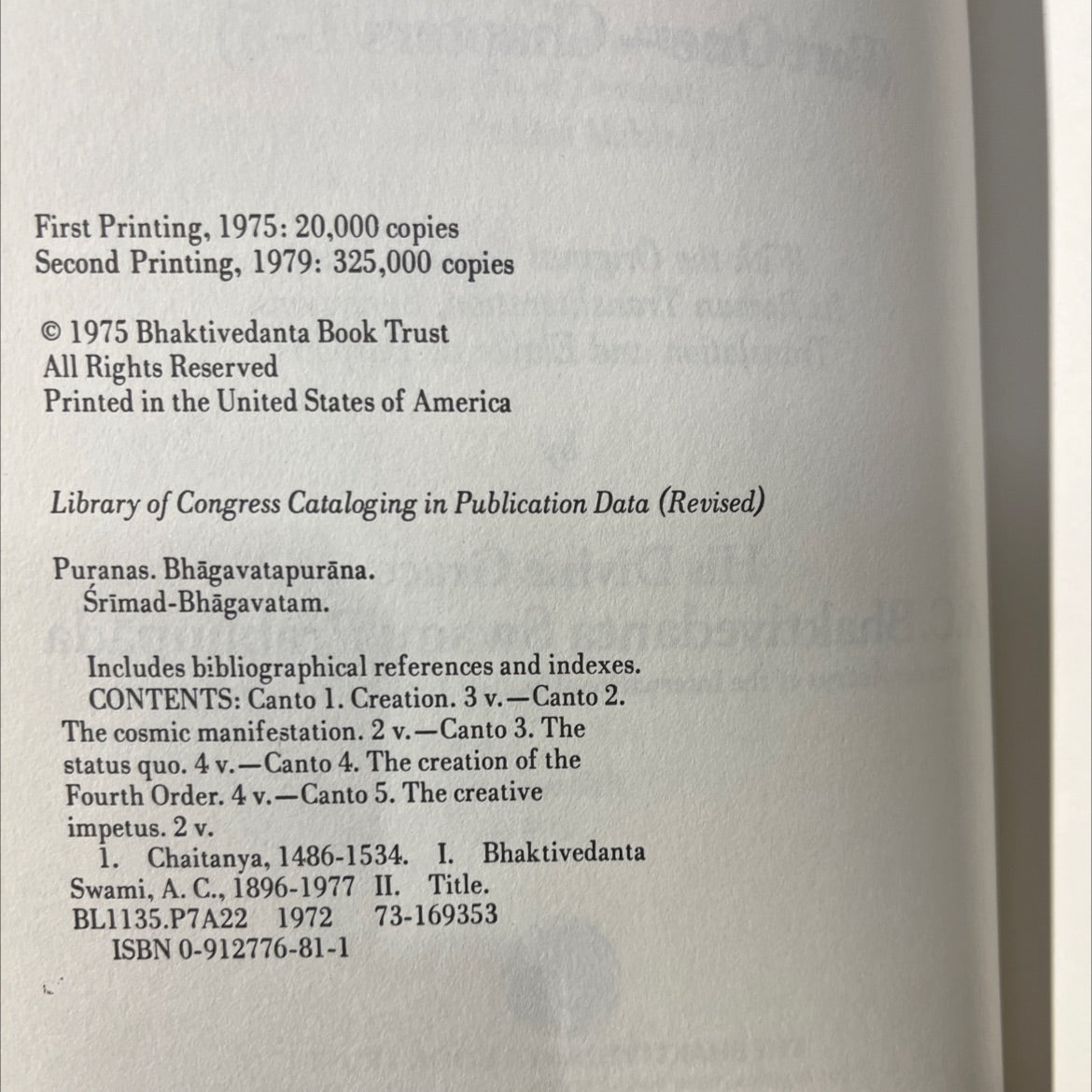 all glory to sri guru and gauranga śrimad bhagavatam book, by krsna-dvaipayana vyasa, 1979 Hardcover image 3