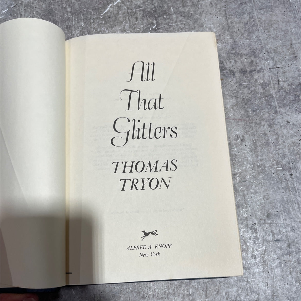 all that glitters book, by thomas tryon, 1986 Hardcover image 2
