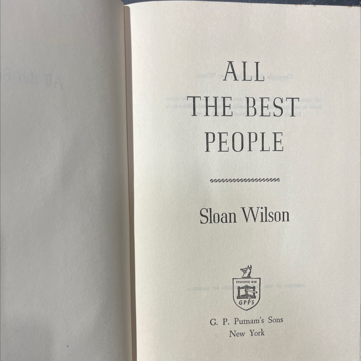 all the best people book, by Sloan Wilson, 1970 Hardcover image 2