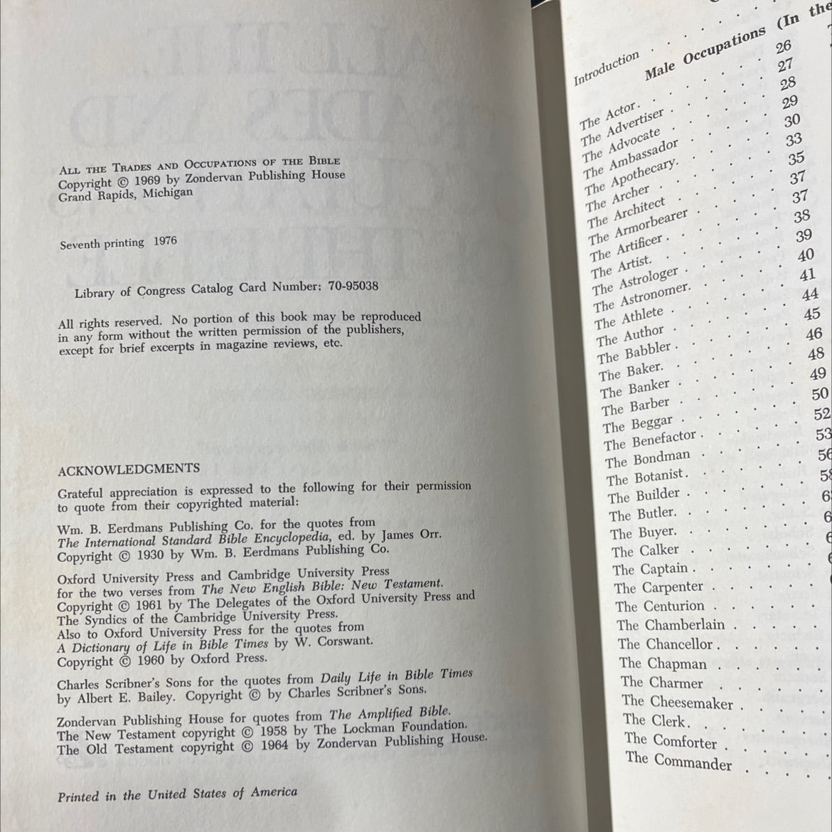 all the trades and occupations of the bible book, by herbert lockyer, 1976 Hardcover image 3