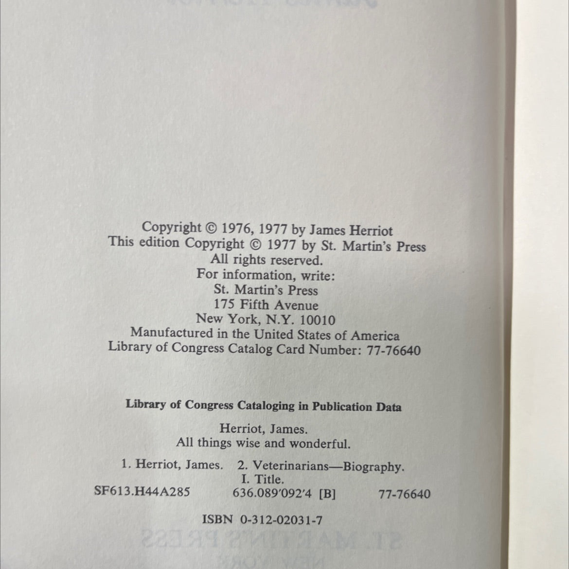 all things wise and wonderful book, by james herriot, 1977 Hardcover image 3