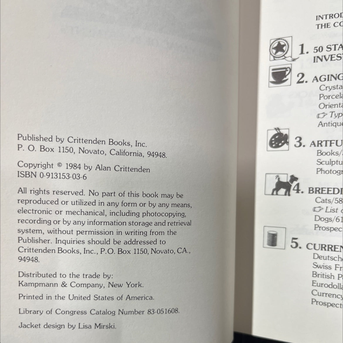 almanac of investments book, by alan crittenden, 1984 Hardcover image 3