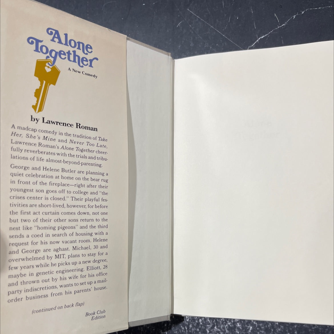 alone together book, by Lawrence Roman, 1984 Hardcover image 4