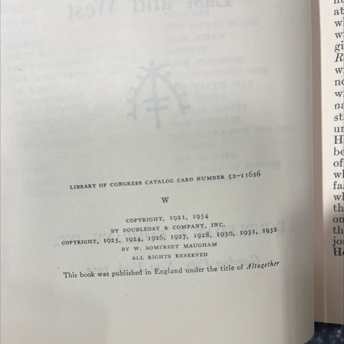 altogether book, by w. somerset maugham, 1934 Hardcover image 3