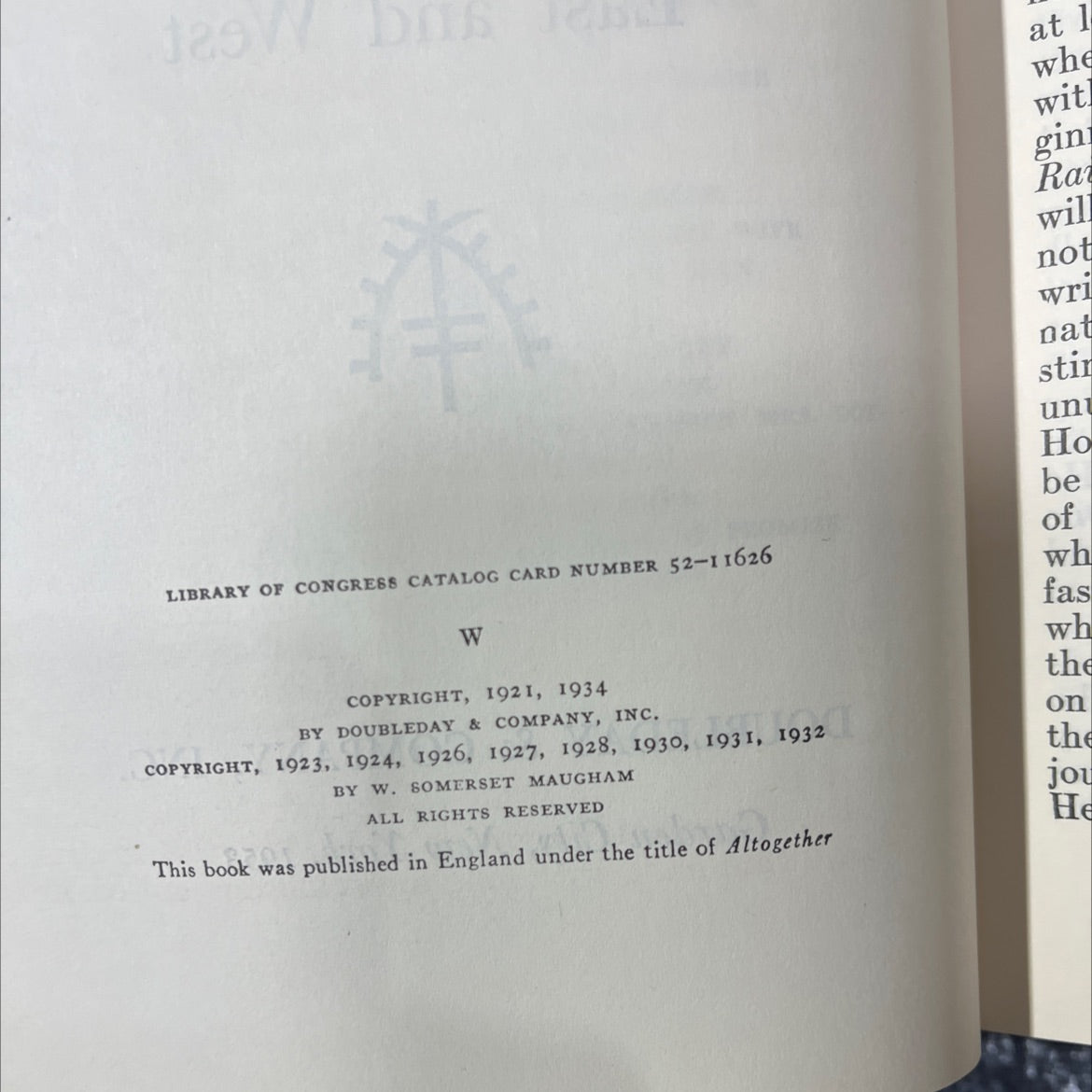 altogether book, by w. somerset maugham, 1934 Hardcover image 2