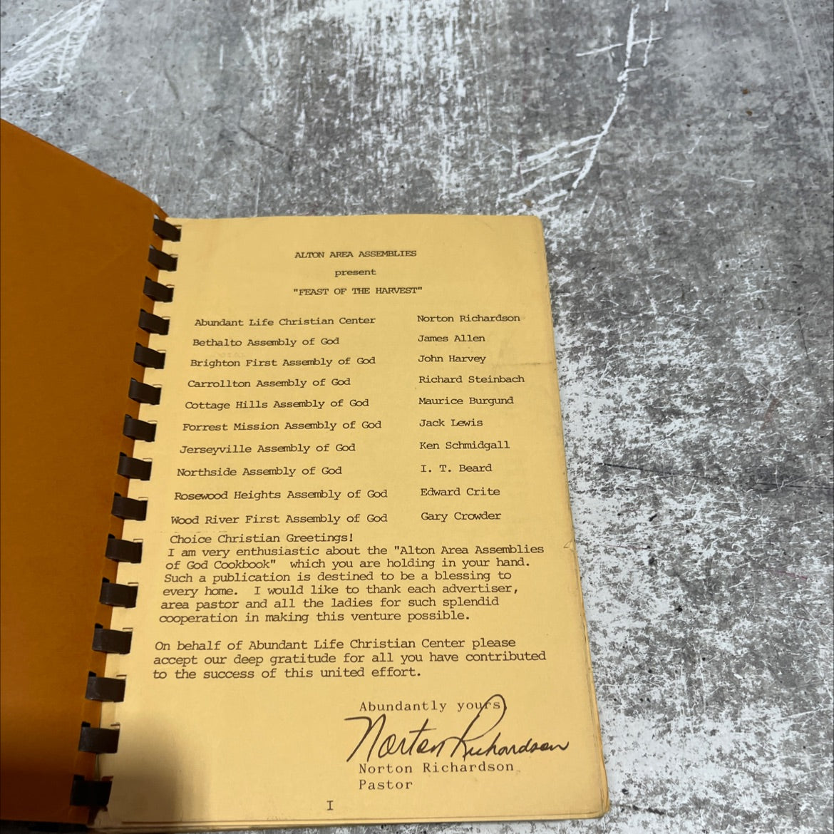 alton area assemblies present \"feast of the harvest\" book, by norton richardson, unknown Paperback image 2