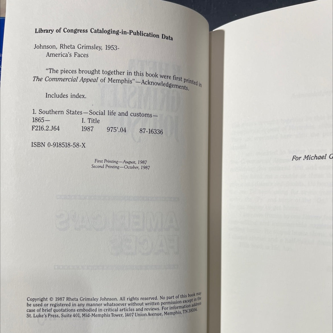 SIGNED america's faces book, by rheta grimsley johnson, 1987 Hardcover image 3