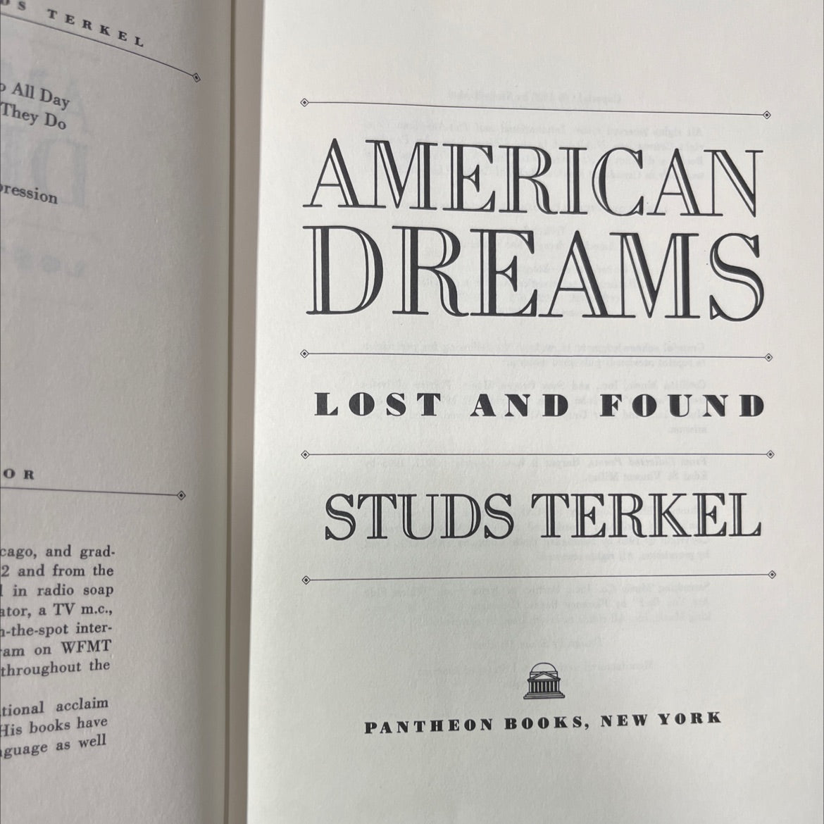 american dreams, lost and found book, by studs terkel, 1980 Hardcover image 2