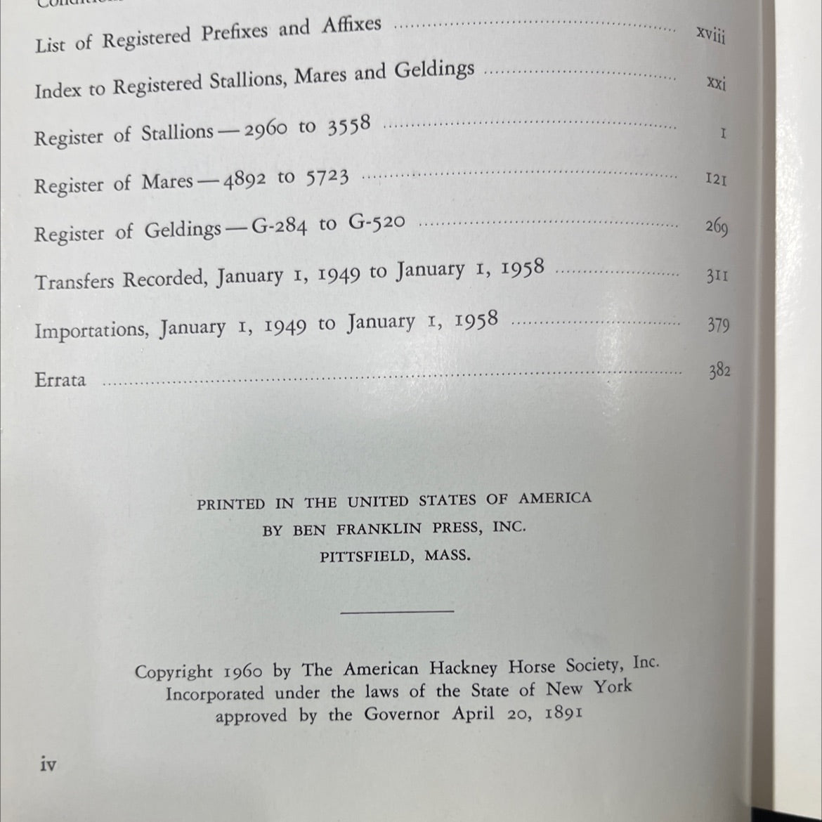 american hackney stud book vol. xii book, by american hackney horse society, 1960 Hardcover image 3