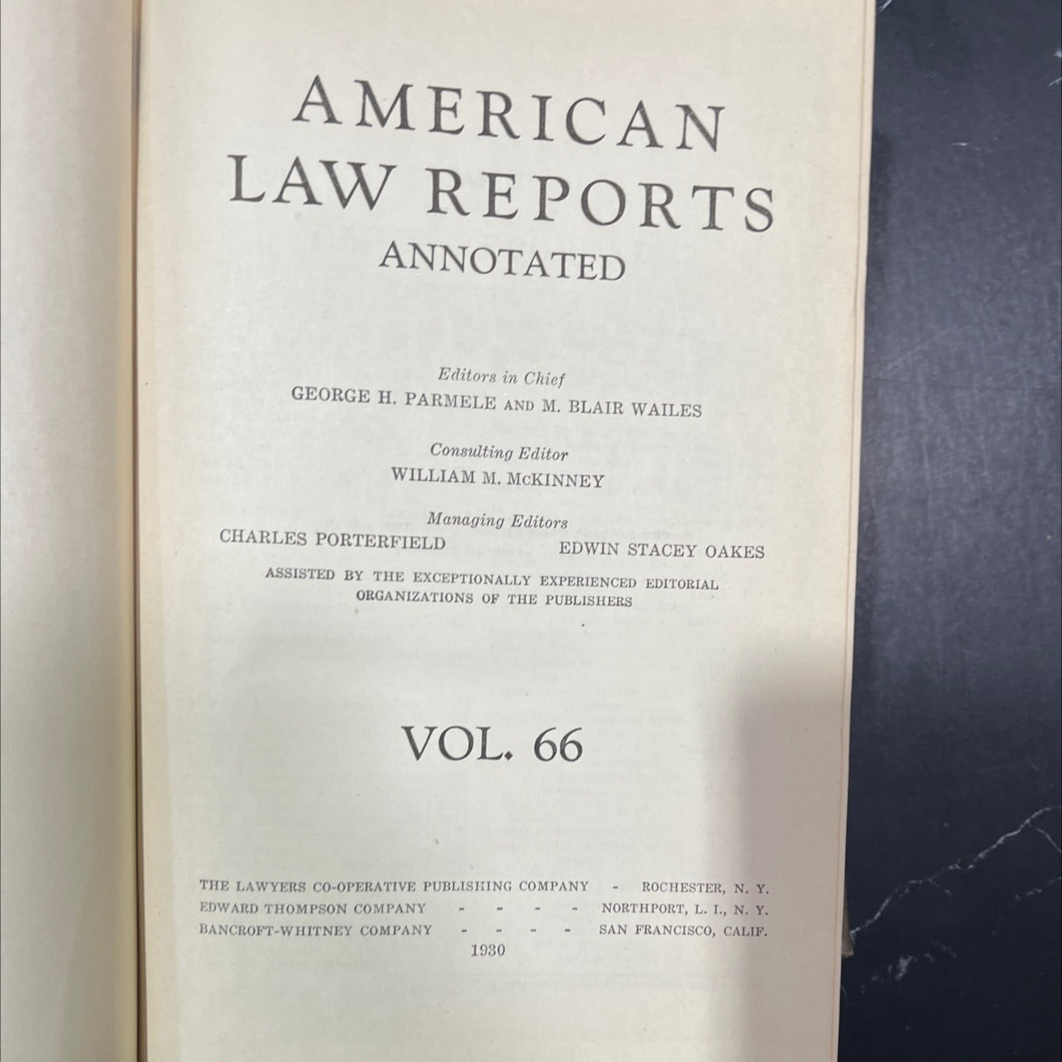 american law reports annotated book, by george h. parmele, m. blair wailes, 1930 Hardcover image 2