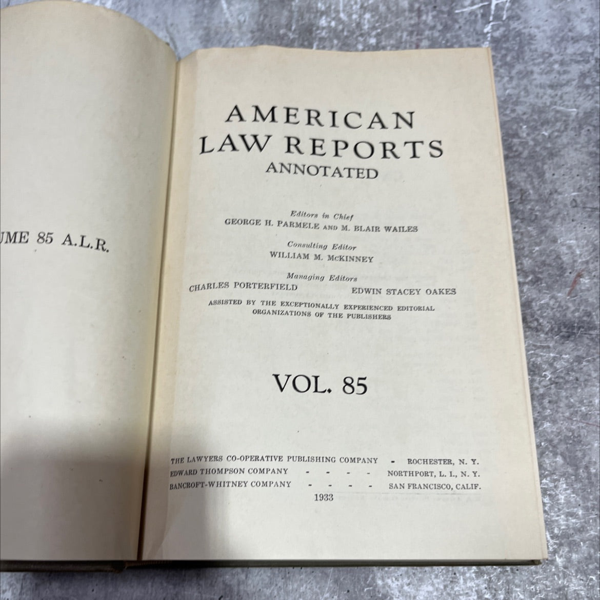 american law reports annotated book, by george h. parmele and m. blair wailes, 1933 Hardcover image 2