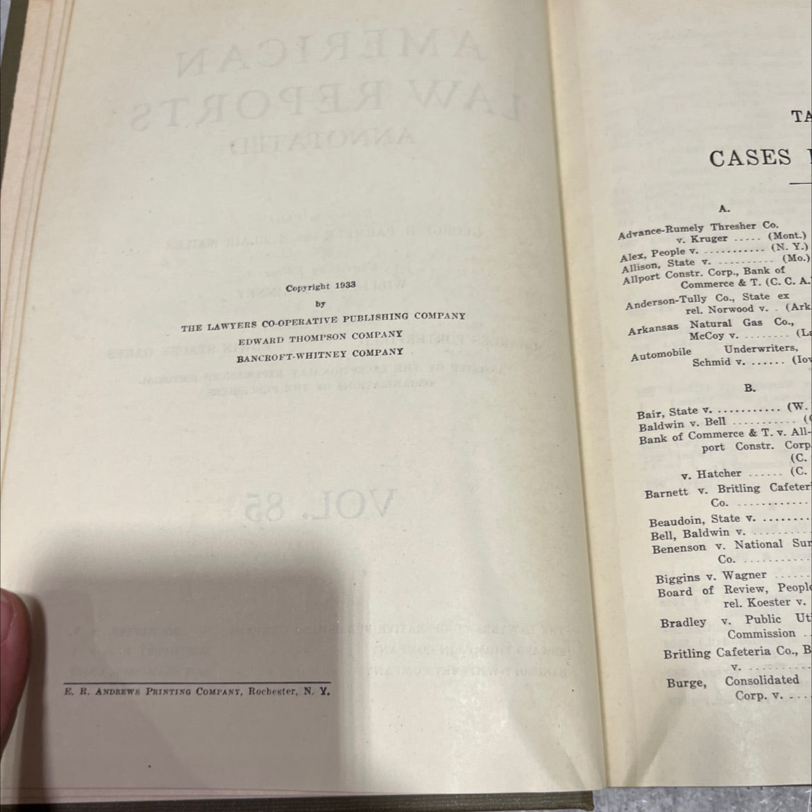 american law reports annotated book, by george h. parmele and m. blair wailes, 1933 Hardcover image 3