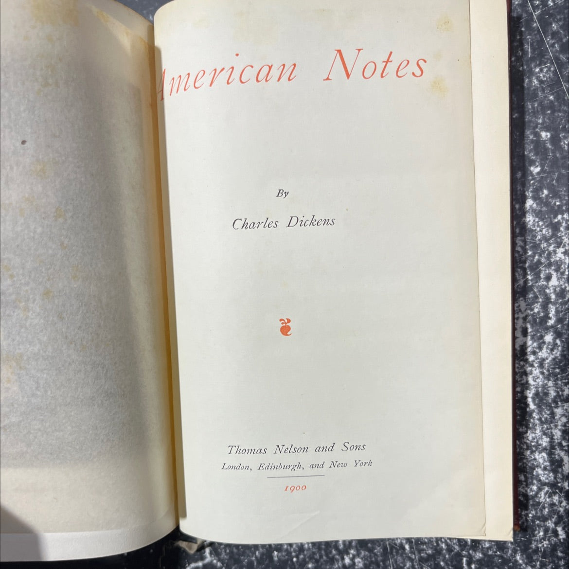 american notes book, by Charles Dickens, 1900 Leather image 2