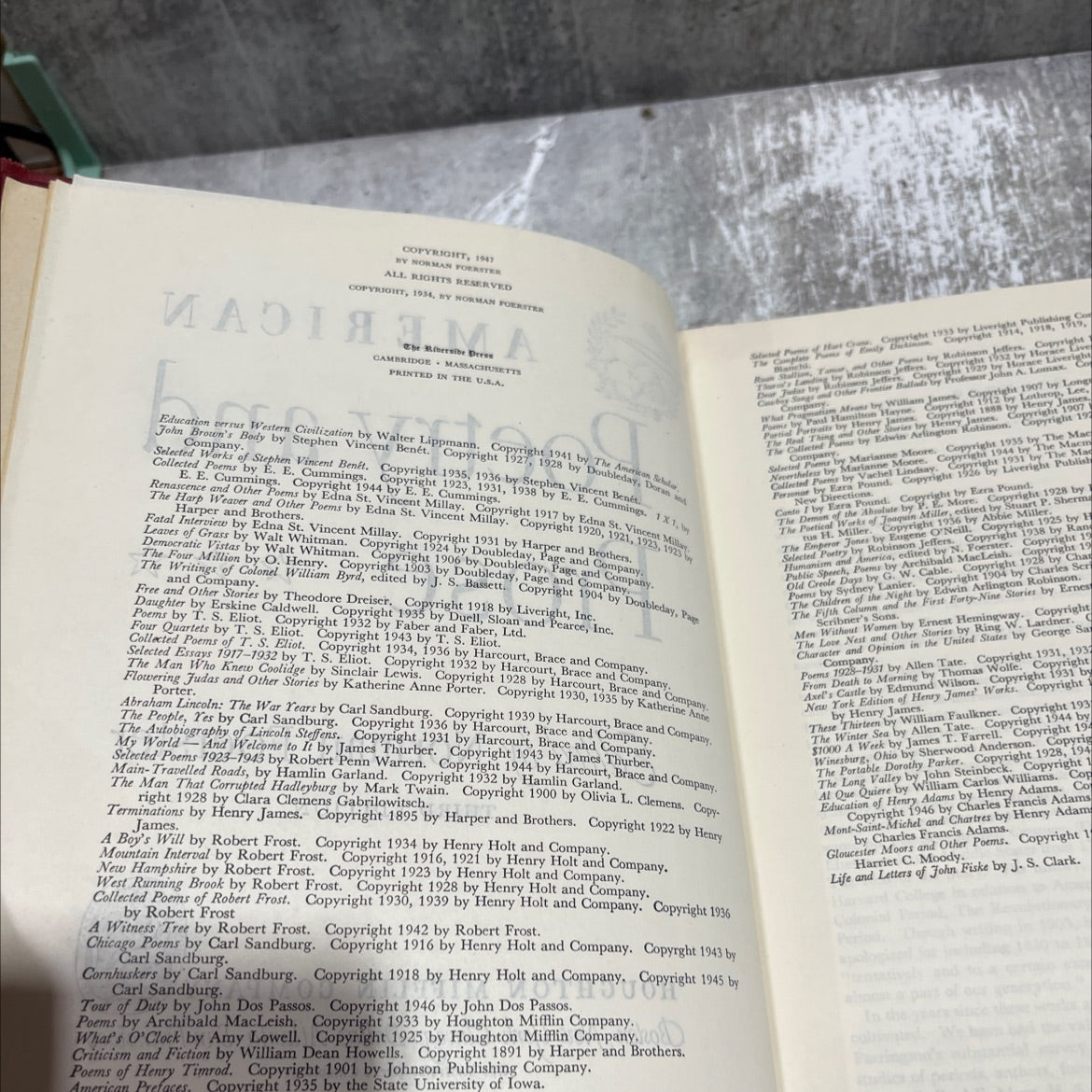 american poetry and the prose book, by Norman Foerster, 1944 Hardcover image 3