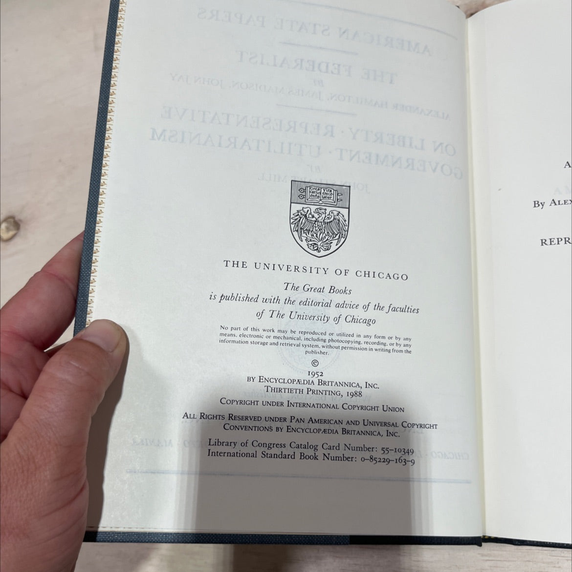 american state papers the federalist book, by j. s. mill, 1988 Hardcover image 3