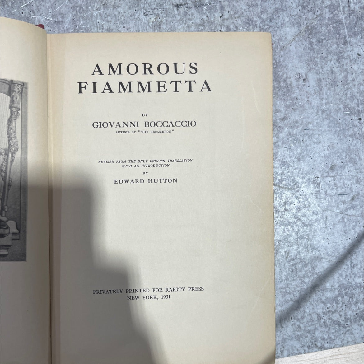 amorous fiammetta book, by giovanni boccaccio, 1931 Hardcover image 2