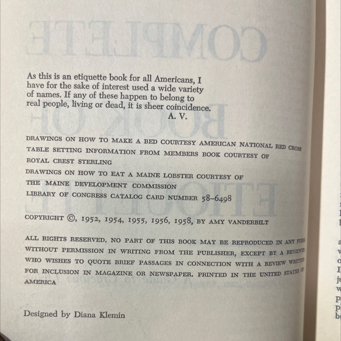 amy vanderbilt's complete book of etiquette book, by amy vanderbilt, 1958 Hardcover image 3