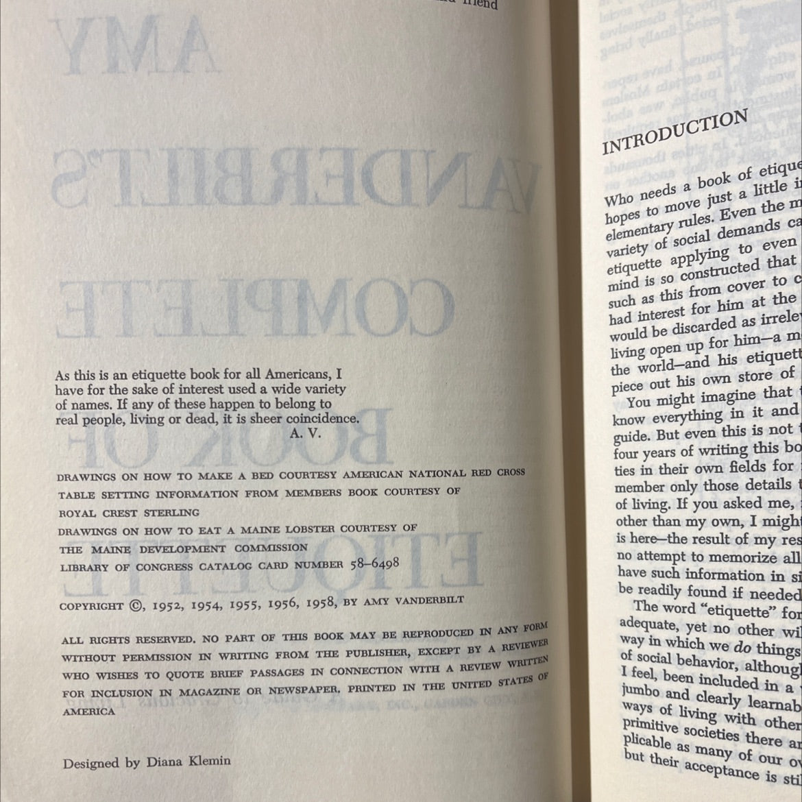 amy vanderbilt's complete book of etiquette book, by amy vanderbilt, 1958 Hardcover image 3