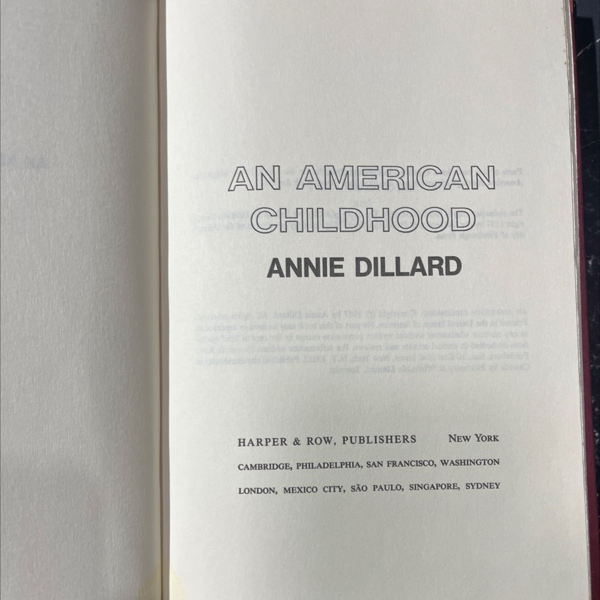 an american childhood book, by annie dillard, 1987 Hardcover image 2