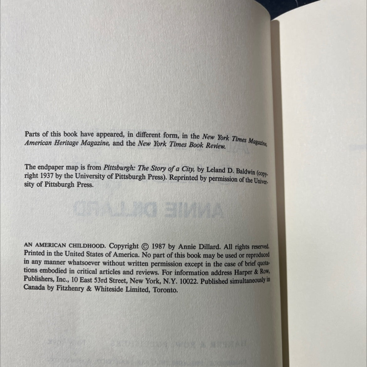 an american childhood book, by annie dillard, 1987 Hardcover image 3
