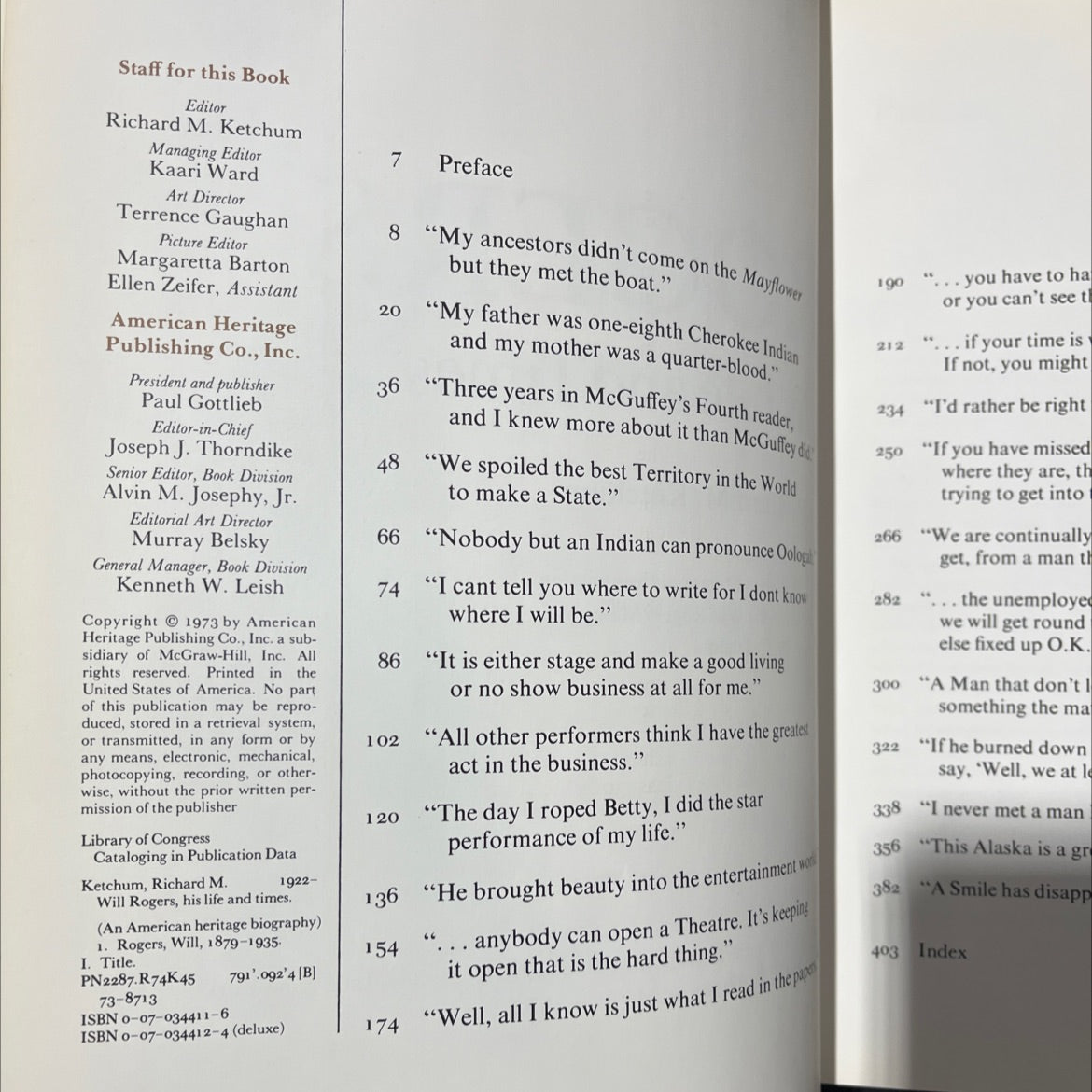 an american heritage biography will rogers his life and times book, by richard m. ketchum, 1973 Hardcover image 3