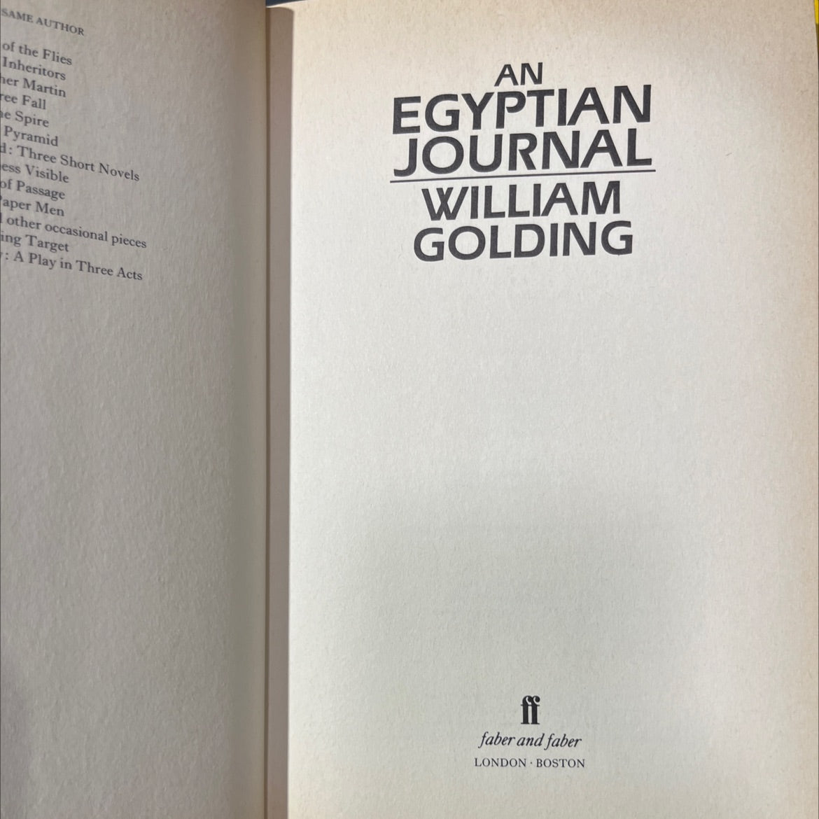 an egyptian journal book, by william golding, 1985 Hardcover image 2