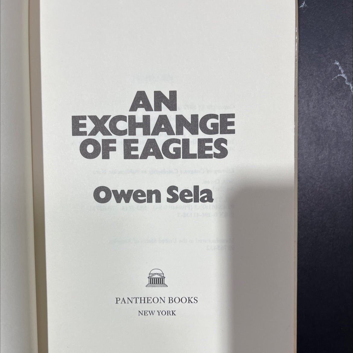 an exchange of eagles book, by Owen Sela, 1977 Hardcover image 2