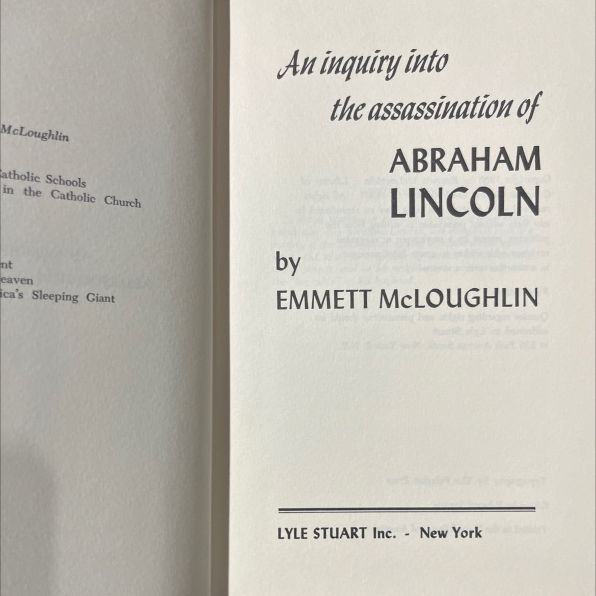 an inquiry into the assassination of abraham lincoln book, by emmett mcloughlin, 1963 Hardcover image 2