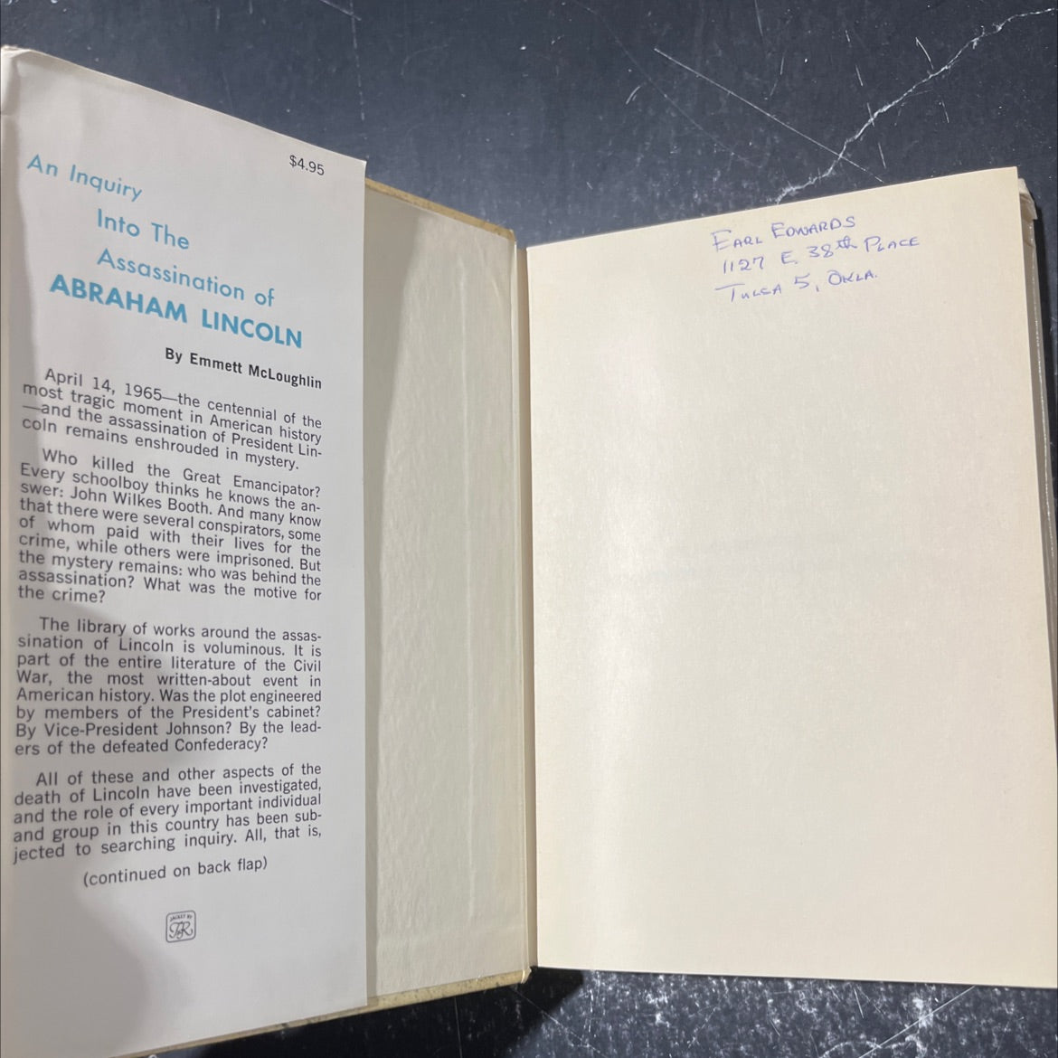 an inquiry into the assassination of abraham lincoln book, by emmett mcloughlin, 1963 Hardcover image 4
