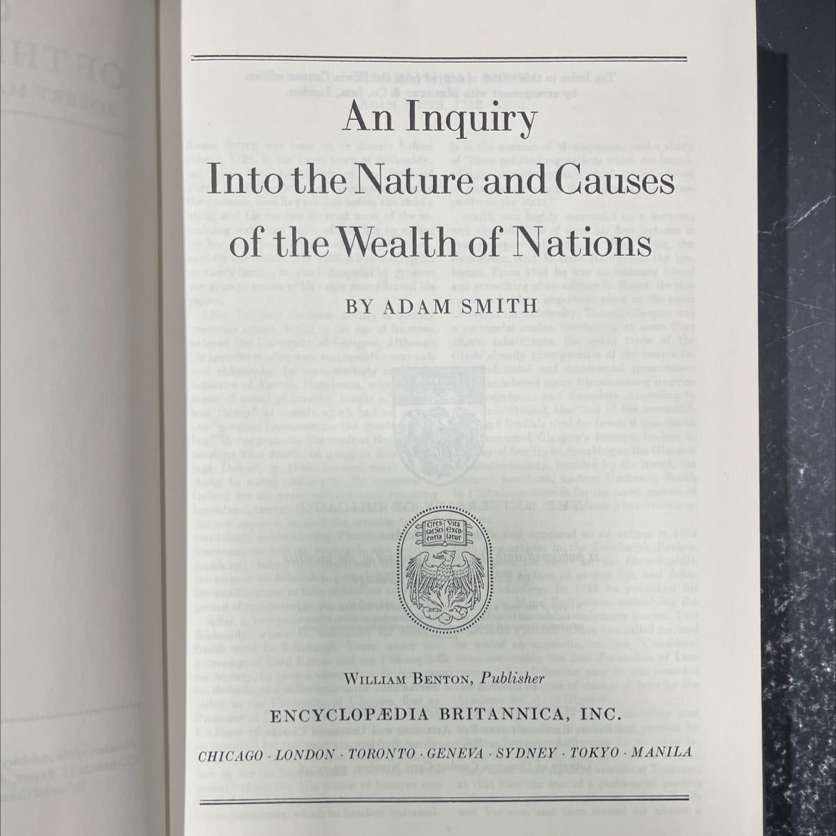 an inquiry into the nature and causes of the wealth of nations book, by adam smith, 1952 Hardcover image 2