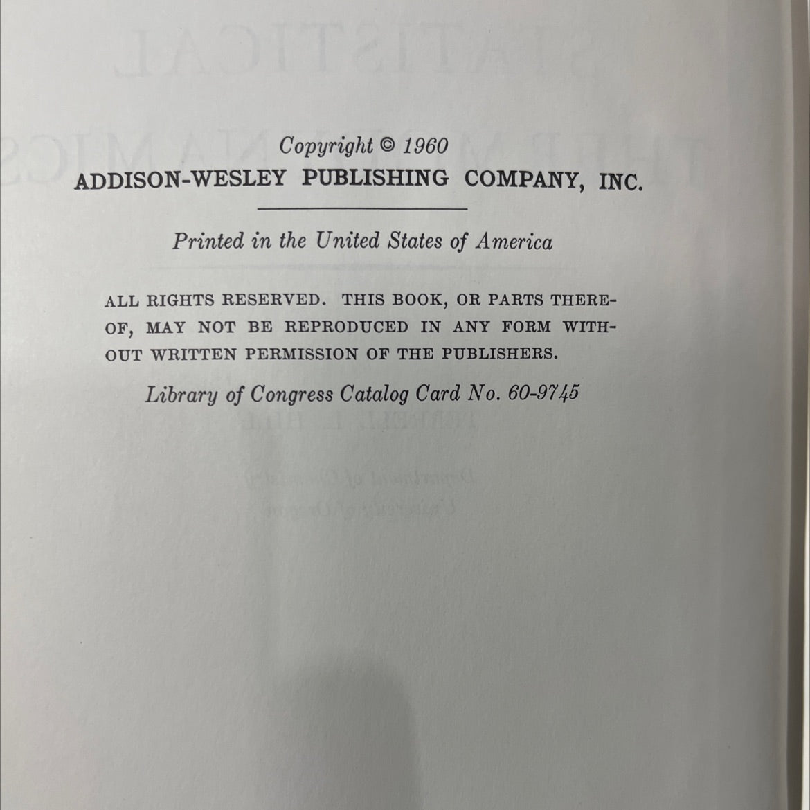 an introduction to statistical thermodynamics book, by terrell l. hill, 1960 Hardcover image 3