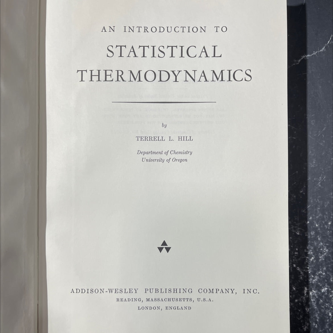 an introduction to statistical thermodynamics book, by terrell l. hill, 1960 Hardcover image 2