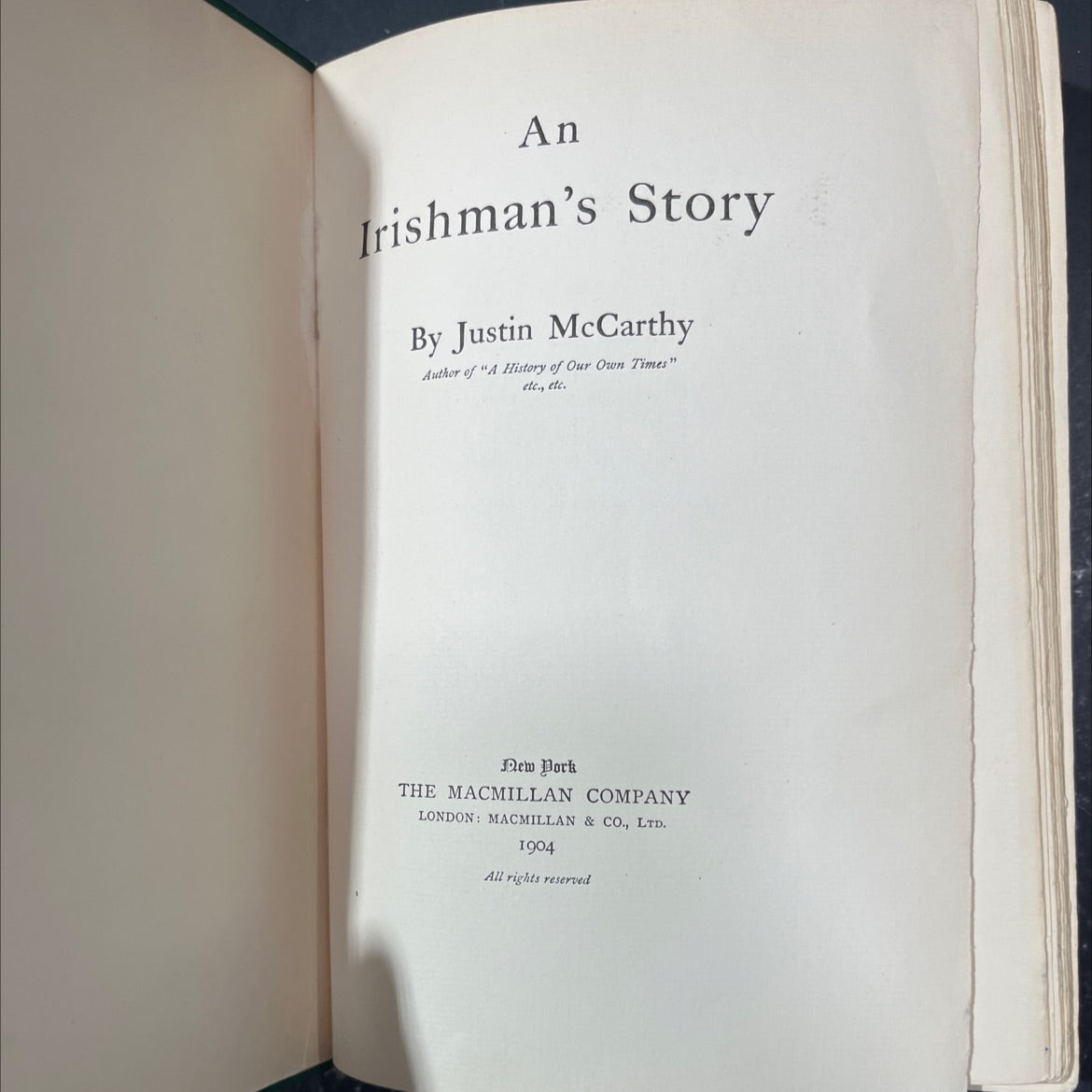 an irishman's story book, by justin mccarthy, 1904 Hardcover image 2