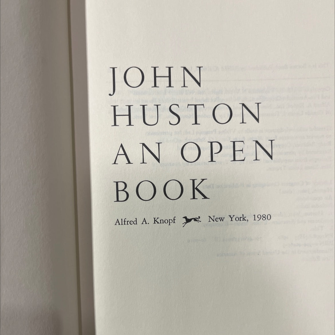 an open book book, by john huston, 1980 Hardcover image 2