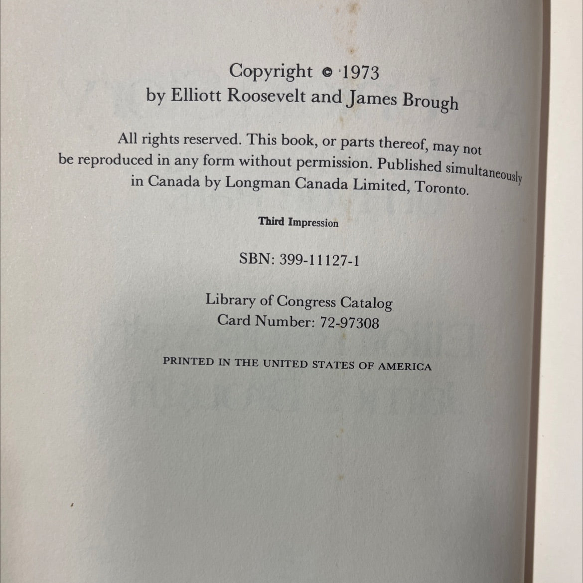 an untold story the roosevelts of hyde park book, by elliott roosevelt and james brough, 1973 Hardcover image 3