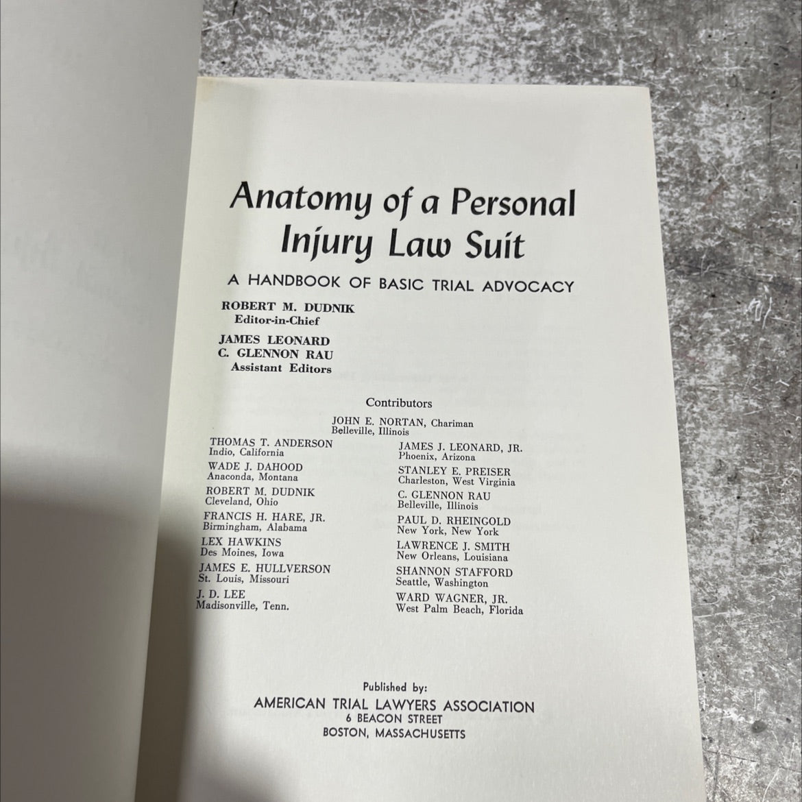 anatomy of a personal injury law suit a handbook of basic trial advocacy book, by robert m. dudnik, 1968 Hardcover image 2