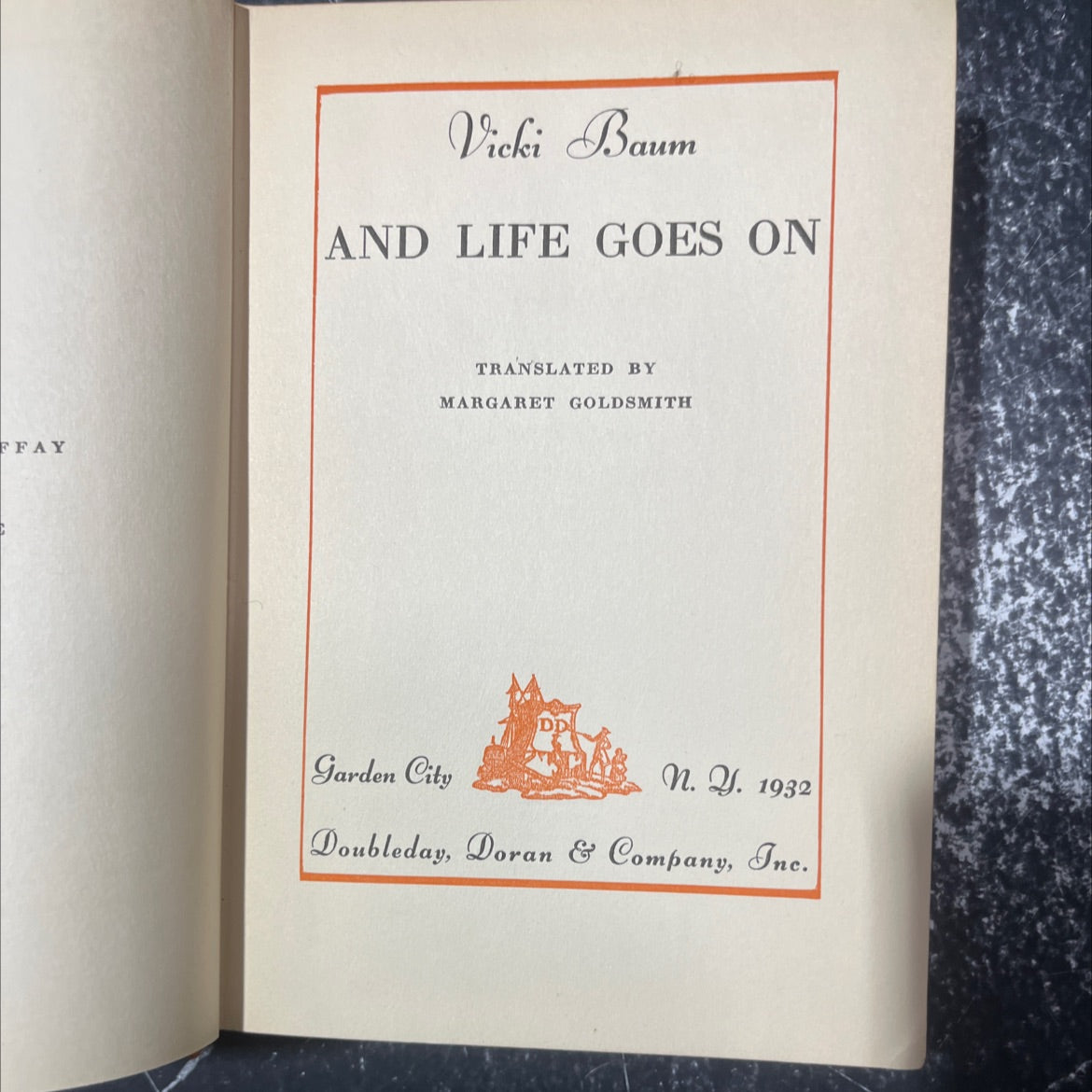 and life goes on book, by vicki baum, 1932 Hardcover image 2