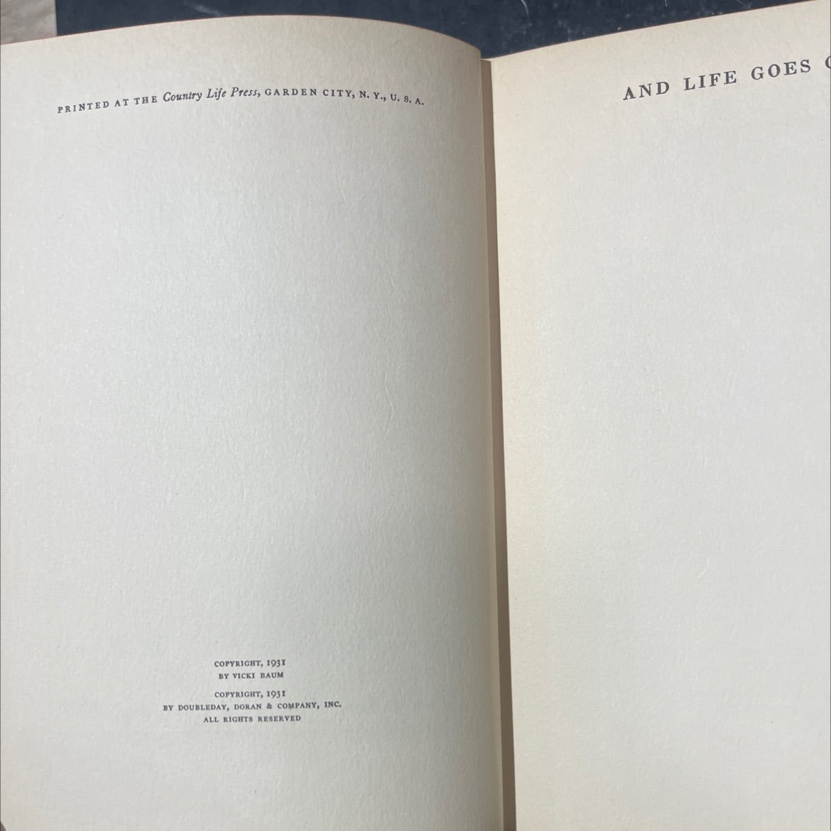 and life goes on book, by vicki baum, 1932 Hardcover image 3