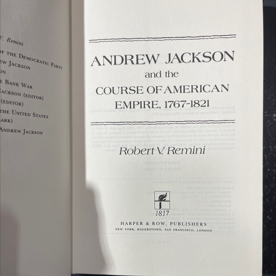 andrew jackson and the course of american empire, 1767-1821 book, by Robert V. Remini, 1977 Hardcover image 2