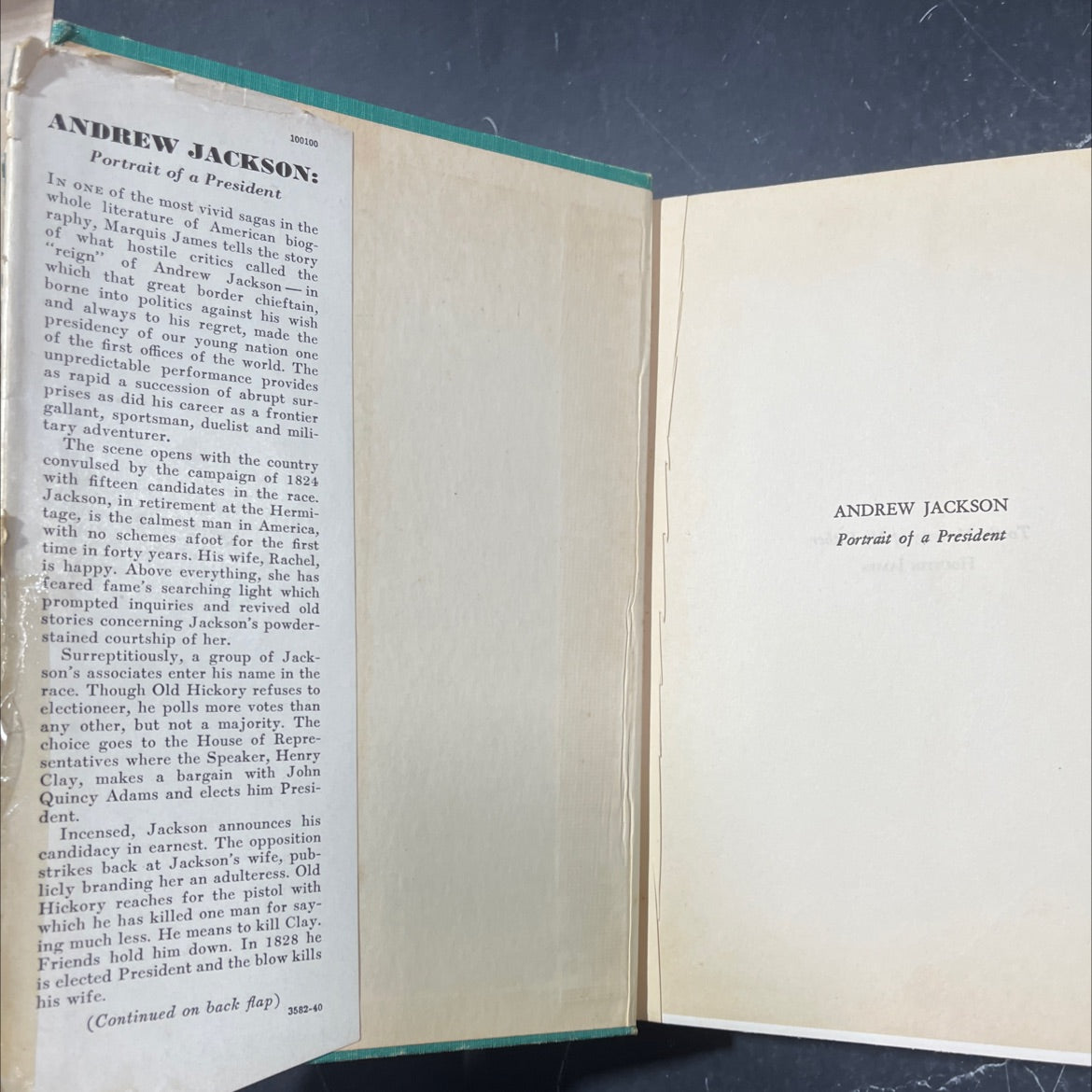 andrew jackson portrait of a president book, by marquis james, 1940 Hardcover image 4