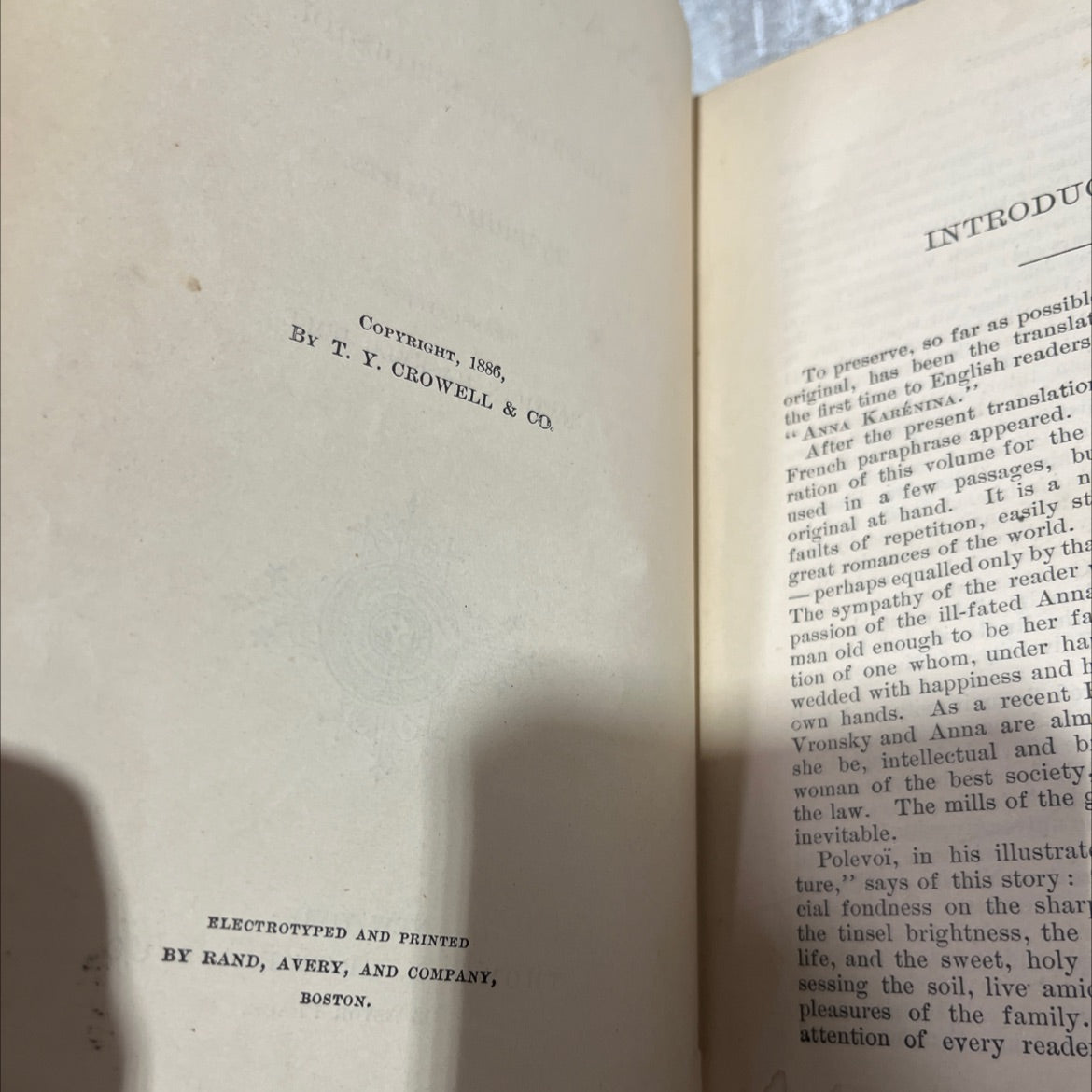 anna karenina book, by count lyof n. tolstoi, 1886 Hardcover, Rare, Antique image 3