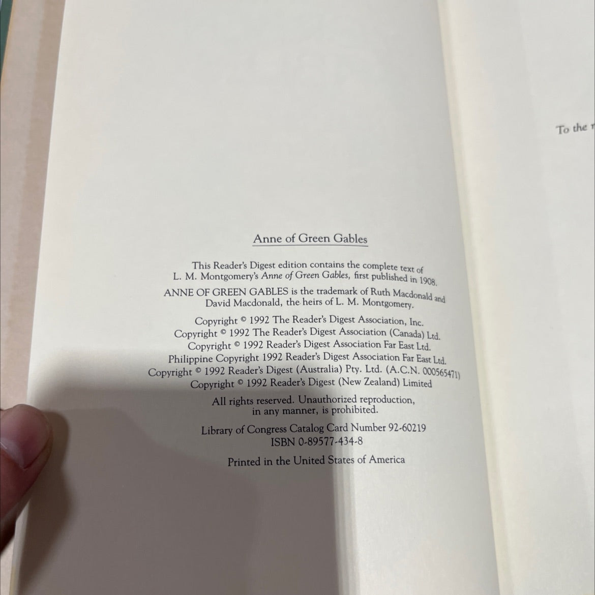 anne of green gables book, by L.M. Montgomery, 1992 Hardcover image 3