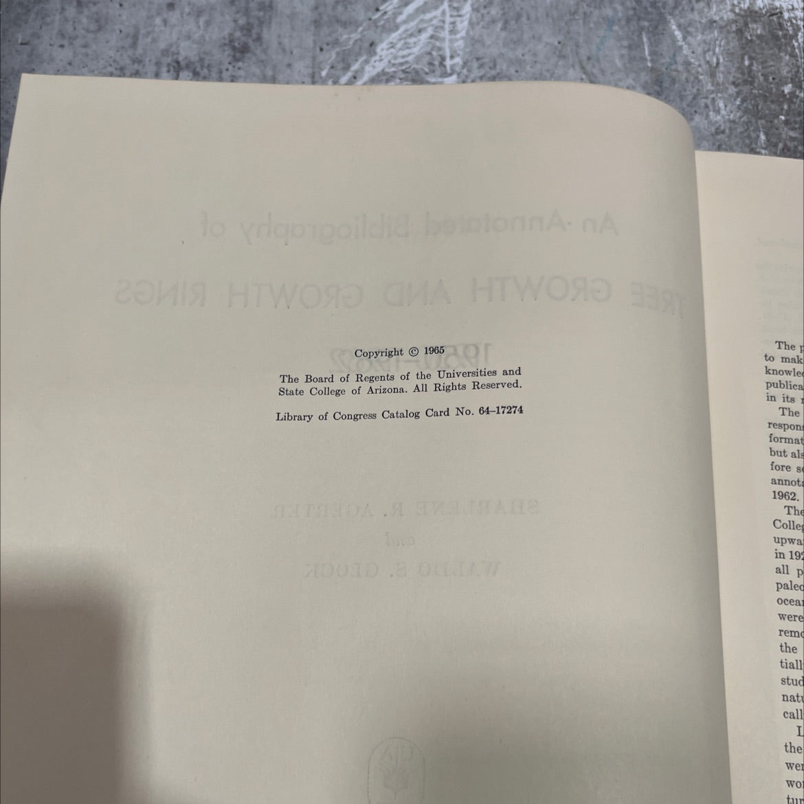 annotated bibliography of tree growth and growth rings 1950-1962 book, by sharlene r. agerter and waldo s. glock, 1965 image 3